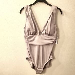 NWT DKNY Body Sculpt Taupe Swimsuit